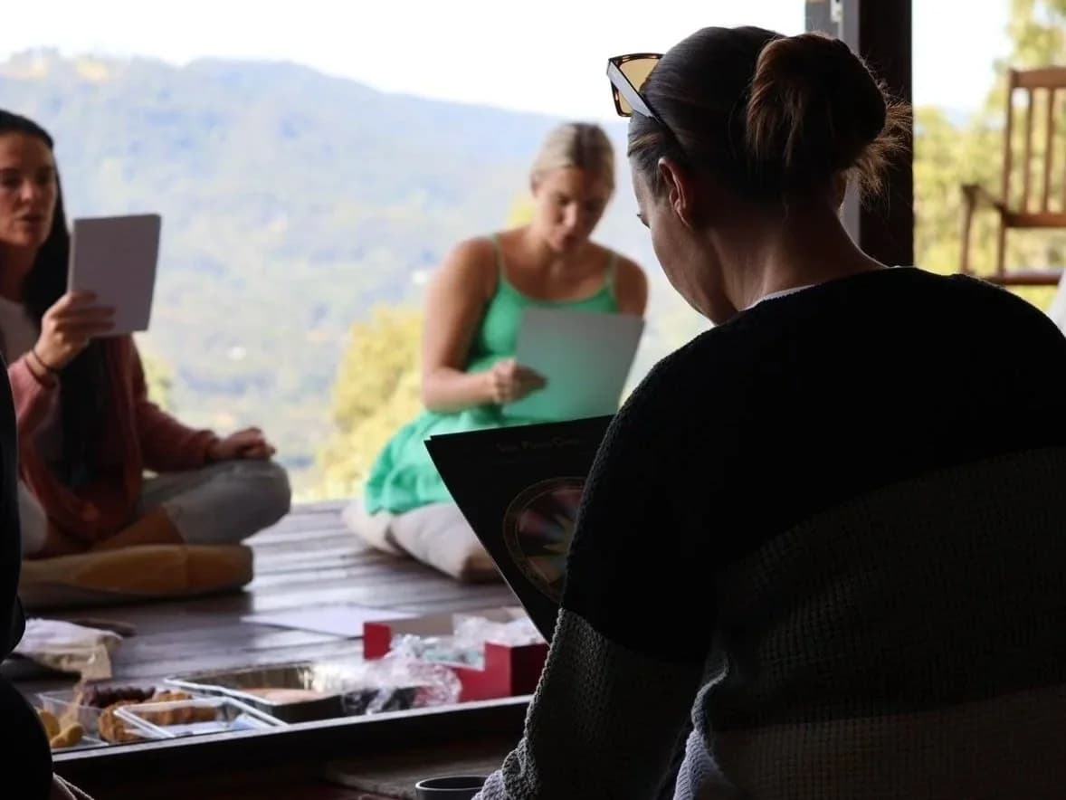 Women connecting during retreat
